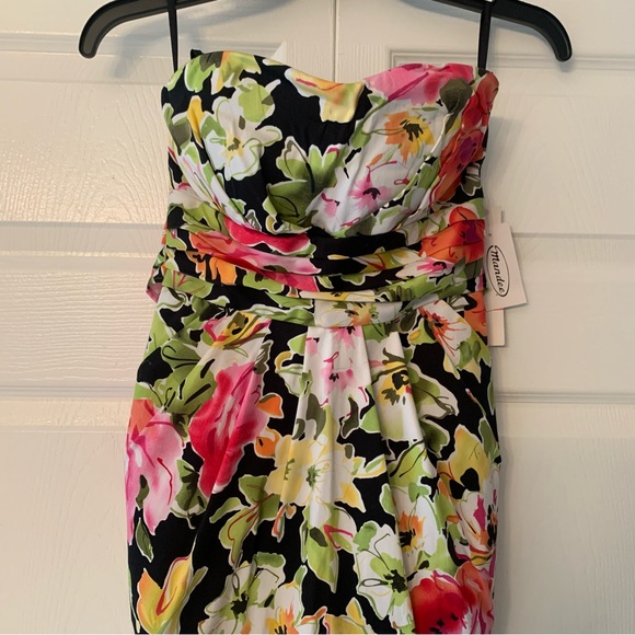 NWT! Mandees Floral Strapless Dress - Picture 2 of 6